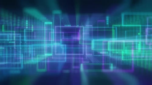 Futuristic Digital Interface with Glowing Grid