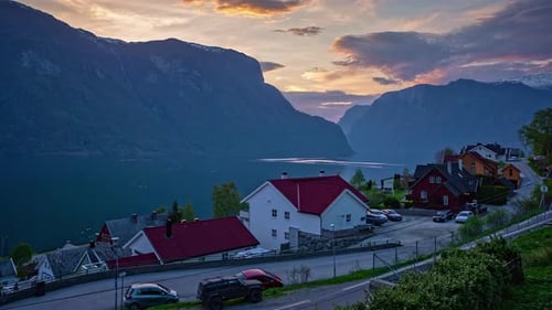 Rippling touristy valley waters of Flam Aurland Norway