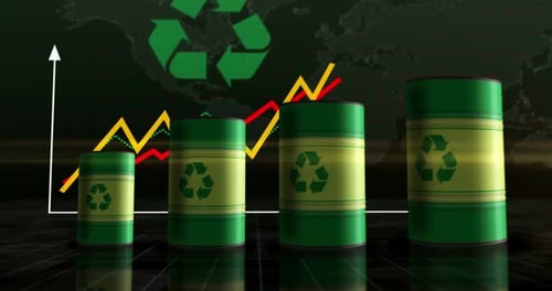 Recycling ecology reuse barrels on chart