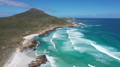 Aerial View of Ocean Coast with Turquoise Waves