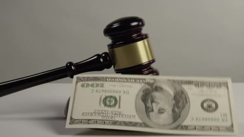 Gavel and Hundred Dollar Bill Still Life