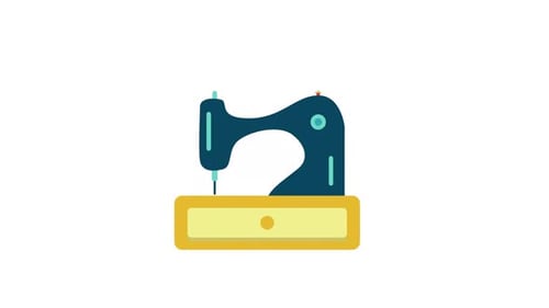 Animated Flat Design Sewing Machine Icon
