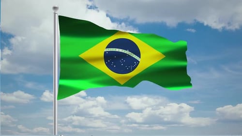 Photorealistic Waving Brazil Flag Animation Loop