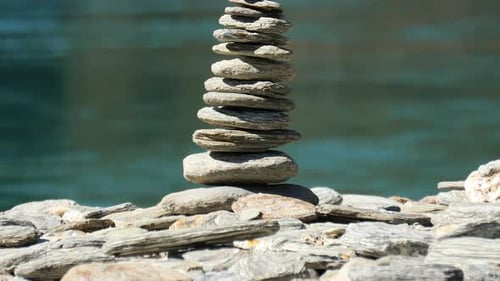 Cairn stacked rocks close up