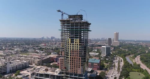 drone view of building under construction in Houston