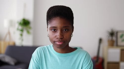 Close Up Portrait of Woman in Living Room