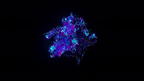 Flüssige Neonranken in 3D-Animation, die sich in einem chaotischen Tanz drehen, beleuchtet in leuchtendem Rosa und