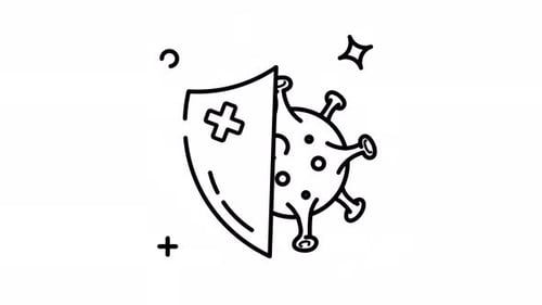 Animated Shield Protecting from Virus in Flat Design