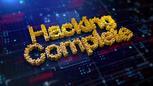 Hacking Complete 3D Pixelated Text Animation on Digital Background