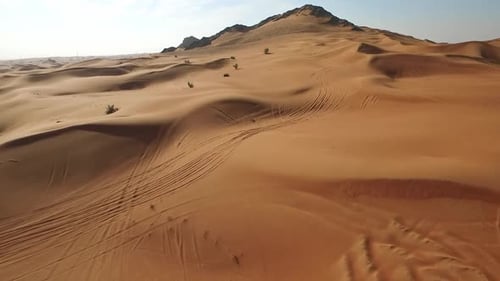 Expansive Drone View of a Remote Desert with Wind-Sculpted Dunes