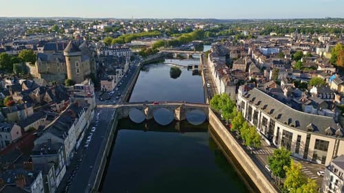 Chateau de Laval and Pont Vieux Over River