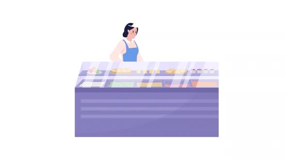 Animated Worker at School Cafeteria, Elements Motion Graphics ft. baker ...