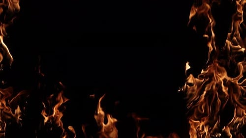 Flames in darkness creating border for text