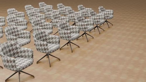 Modern Corporate Swivel Chairs with Houndstooth Pattern Array Animation