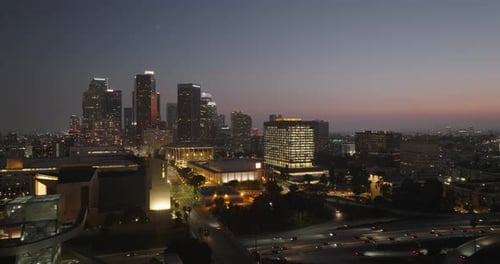 a city skyline at night