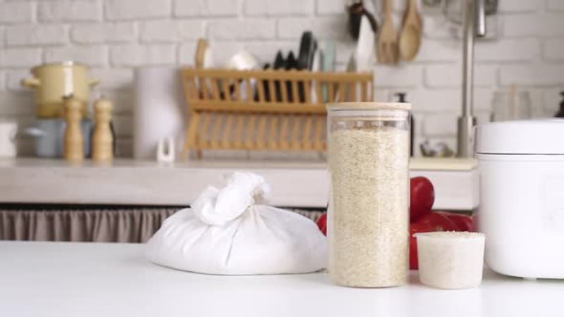 man cooking rice using Electric rice cooker, Food Stock Footage ft ...