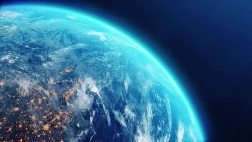 Earth Rotating on Axis in Space with Stars