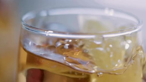 Refreshing Drink with Lemon and Mint Splash