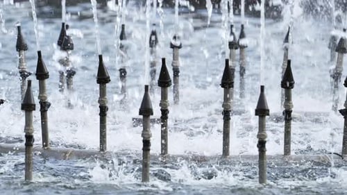Buses de fontaine pulvérisant des jets de liquide rafraîchissant