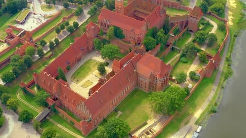 Malbork,Poland.Aerial 4K video from drone to Medieval Malbork ( Zamek w Maborku, Ordensburg Marienbu