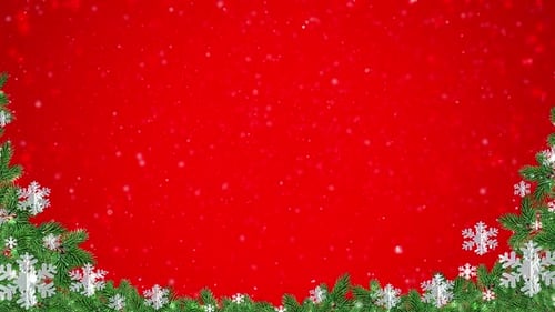 Festive Christmas Red Background with Falling Snowflakes