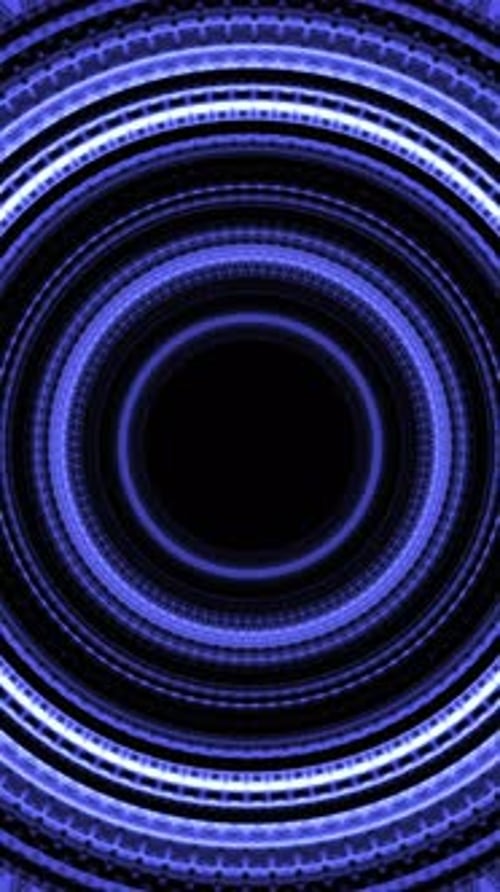 Abstract Blue Glowing Concentric Circles Loop Background