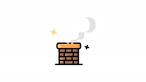 Animated Flat Design Chimney Icon with Puffing Smoke