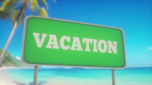 The Word VACATION Written on a Road Sign Travel Concept
