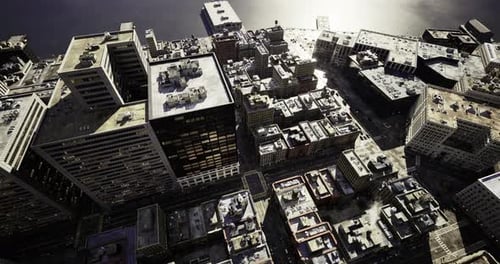 El horizonte urbano muestra la arquitectura detallada y la vida urbana desde arriba