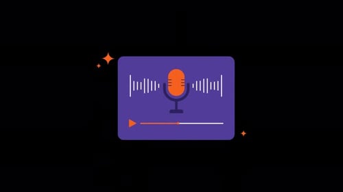 Voice Assistant Interface with Microphone and Sound Waves Concept Animation Video - Transparent