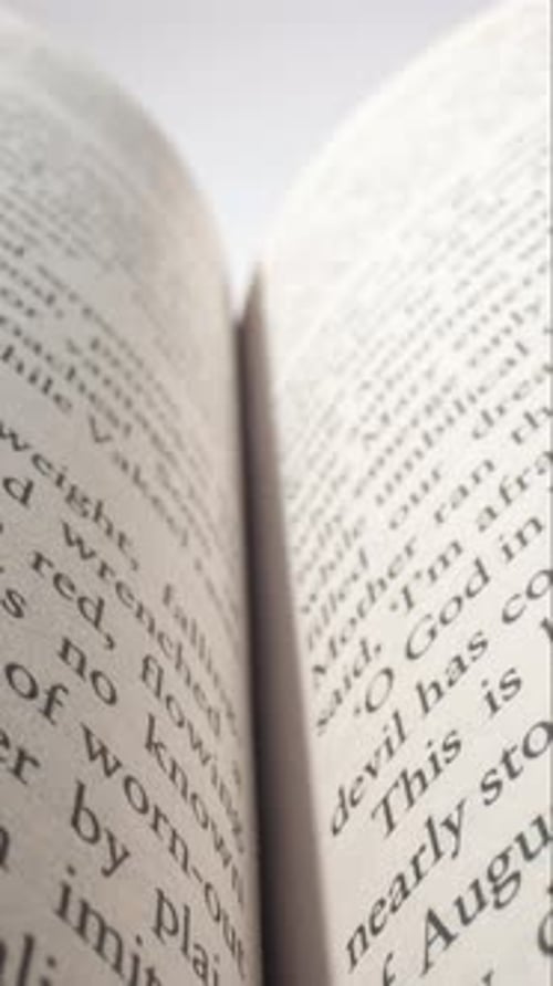 Book Pages With Slowly Moving Close Up