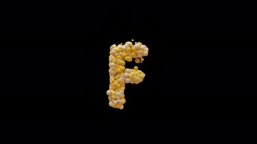 Abstract Golden Spheres Forming Letter F Reveal Animation