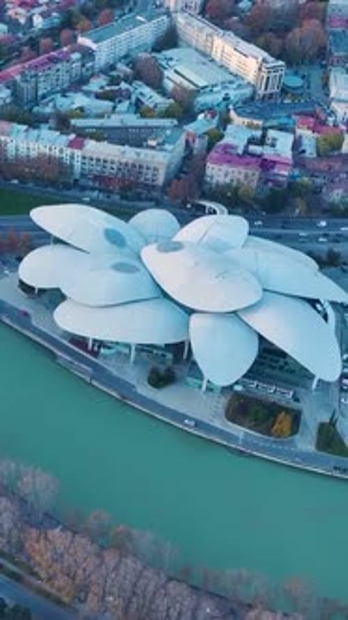 Vertical Video Aerial Majesty Tbilisi Georgia's Most Beautiful City in Autumn