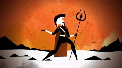 Mythological Figure with Trident Loop Animation
