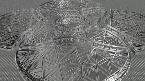 Metallic Abstract Geometric Design Forming Animation