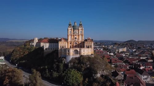 Aerial View of Melk Abbey Austria