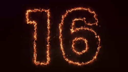 Burning Fire Number Outline Animation