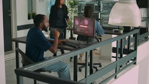 Company Developer Writing Code Encounters System Failure