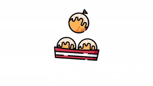 Mit Takoyaki gefülltes Symbol für animierte japanische Streetfood-Inhalte