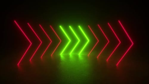 Neon Glowing Arrows Moving Right in Loop Animation