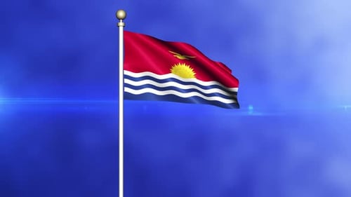 Kiribati-Flagge weht auf einer Mastschlaufe