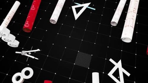 Blueprint Engineer Desk Red Black Background