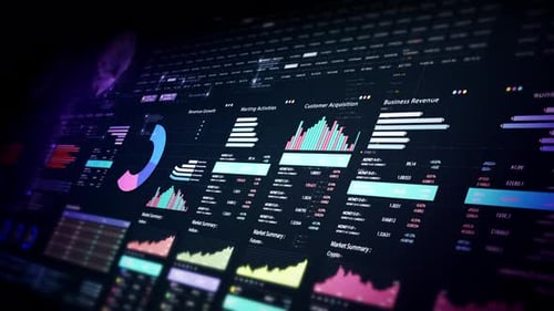 Animated Futuristic Business Data Dashboard Display
