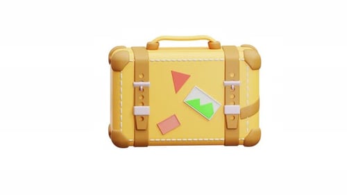 3D Animation Vintage Travel Suitcase