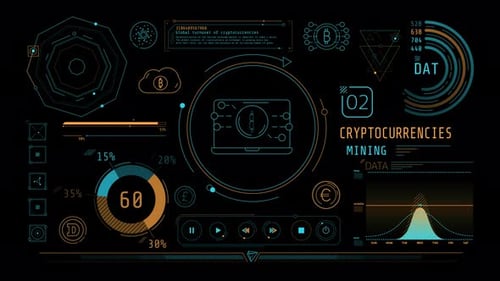 Infographic Animation on Alpha Channel About Cryptocurrency Mining