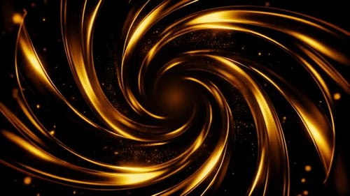 Luxury Golden Swirl Abstract Background with Glowing Particles