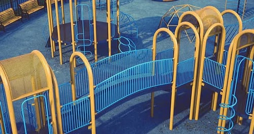 Colorful Playground Structures Invite Children for a Day of Adventure