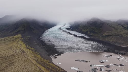 Aerial view of Kviarjokull glacier, Iceland.