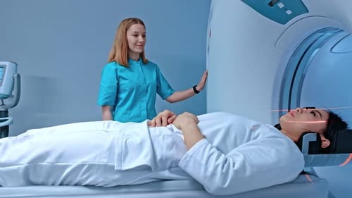 Woman Undergoing Medical Examination in Hospital