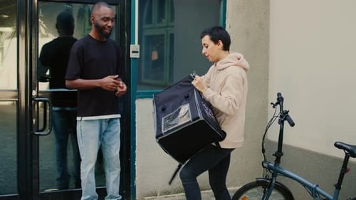 Confused Courier Delivering Wrong Fastfood Order to Client